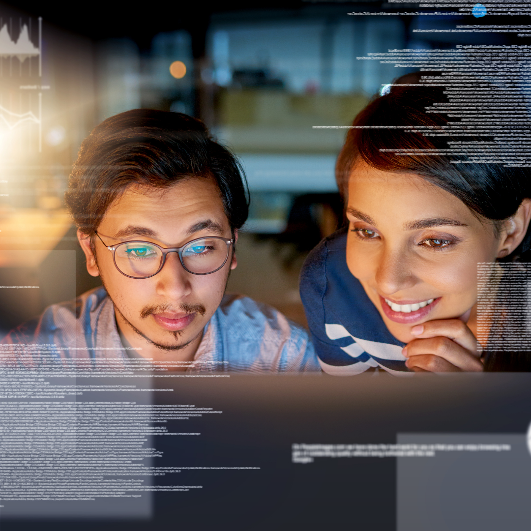 the purpose of the picture is to show two people cracking the code to win the NAVAIR ERP bid.
