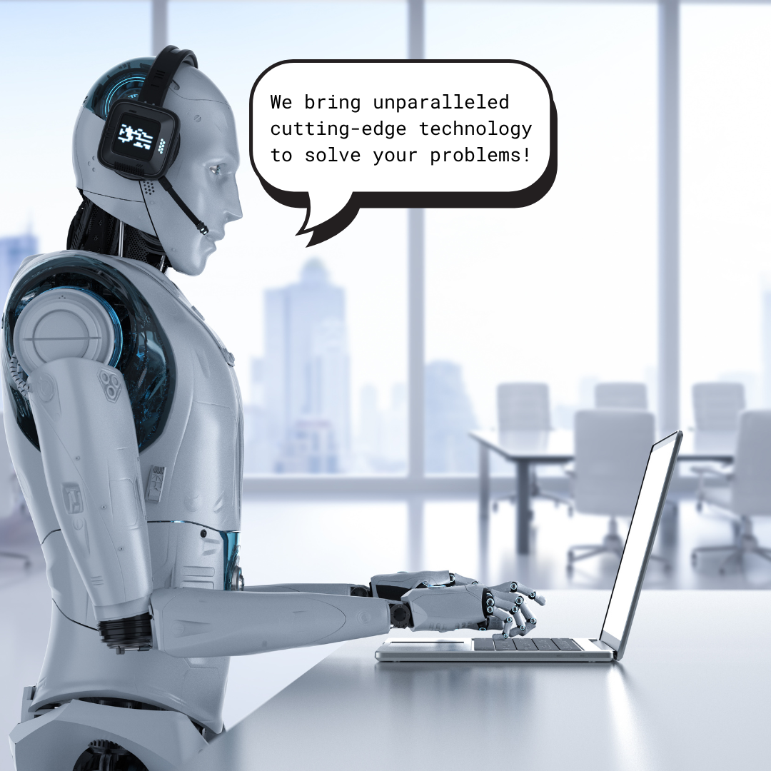 The purpose of the picture is to show an AI bot creating meaningless AI Speak in a proposal.